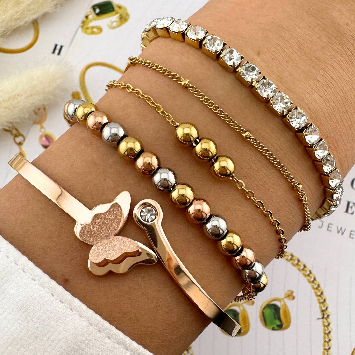 18K gold plated Stainless steel Tennis bracelet, Intensity