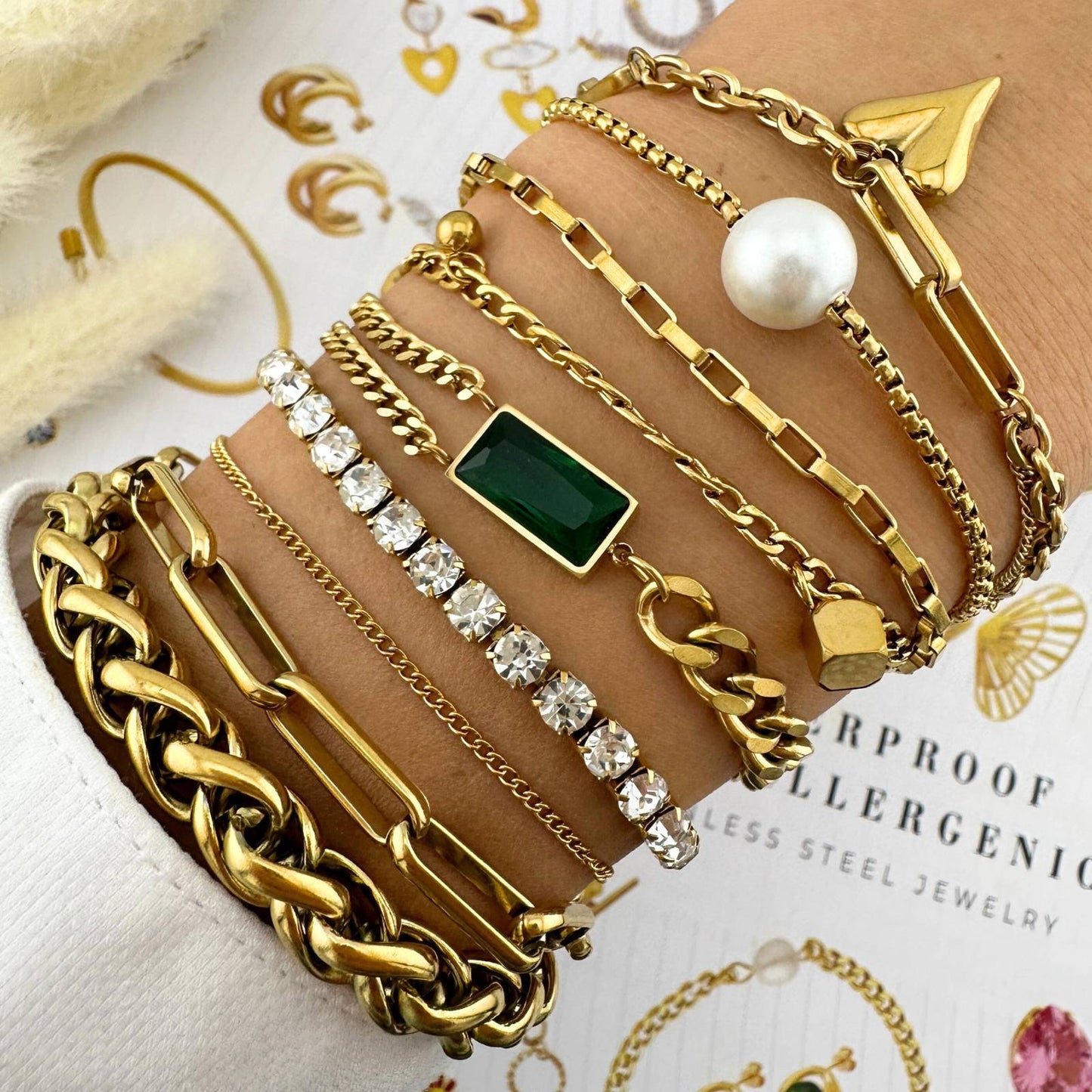 18K gold plated Stainless steel Tennis bracelet, Intensity